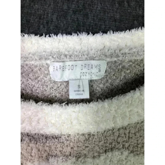 Barefoot Dreams Cozychic Seaside Crew Neck Cream Zebra Print Sweater Size Small - Picture 2 of 2
